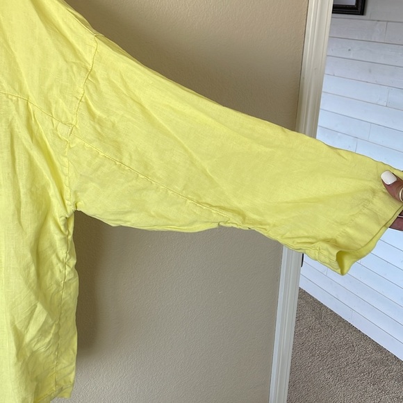 Prairie Underground Linen Lagenlook Top M Oversized Artsy Butter Yellow Loose - Picture 7 of 11